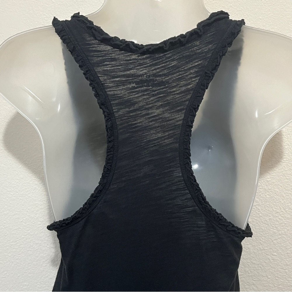 Victoria’s Secret Black Ruffle Lettuce Trim Burnout Long Tunic Tank Top M Lounge - Picture 8 of 11